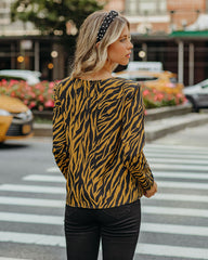 Mcgee Tiger Print Padded Shoulder Blouse