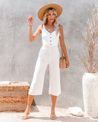 Meadow Linen Blend Tie Back Jumpsuit - Off White