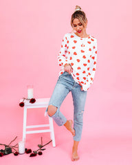 Means So Much Heart Print Knit Top