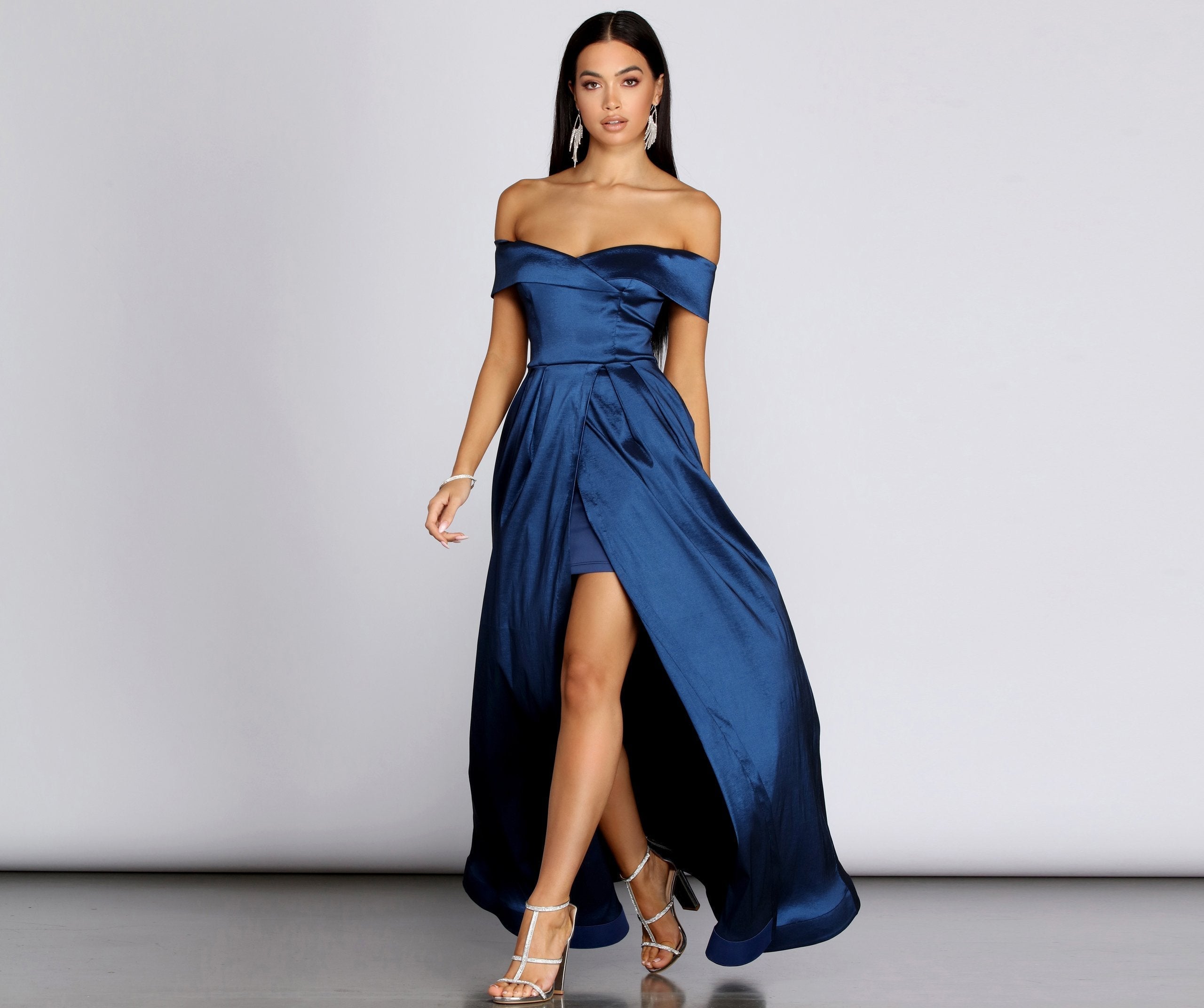 Megan Taffeta Off The Shoulder Ball Gown