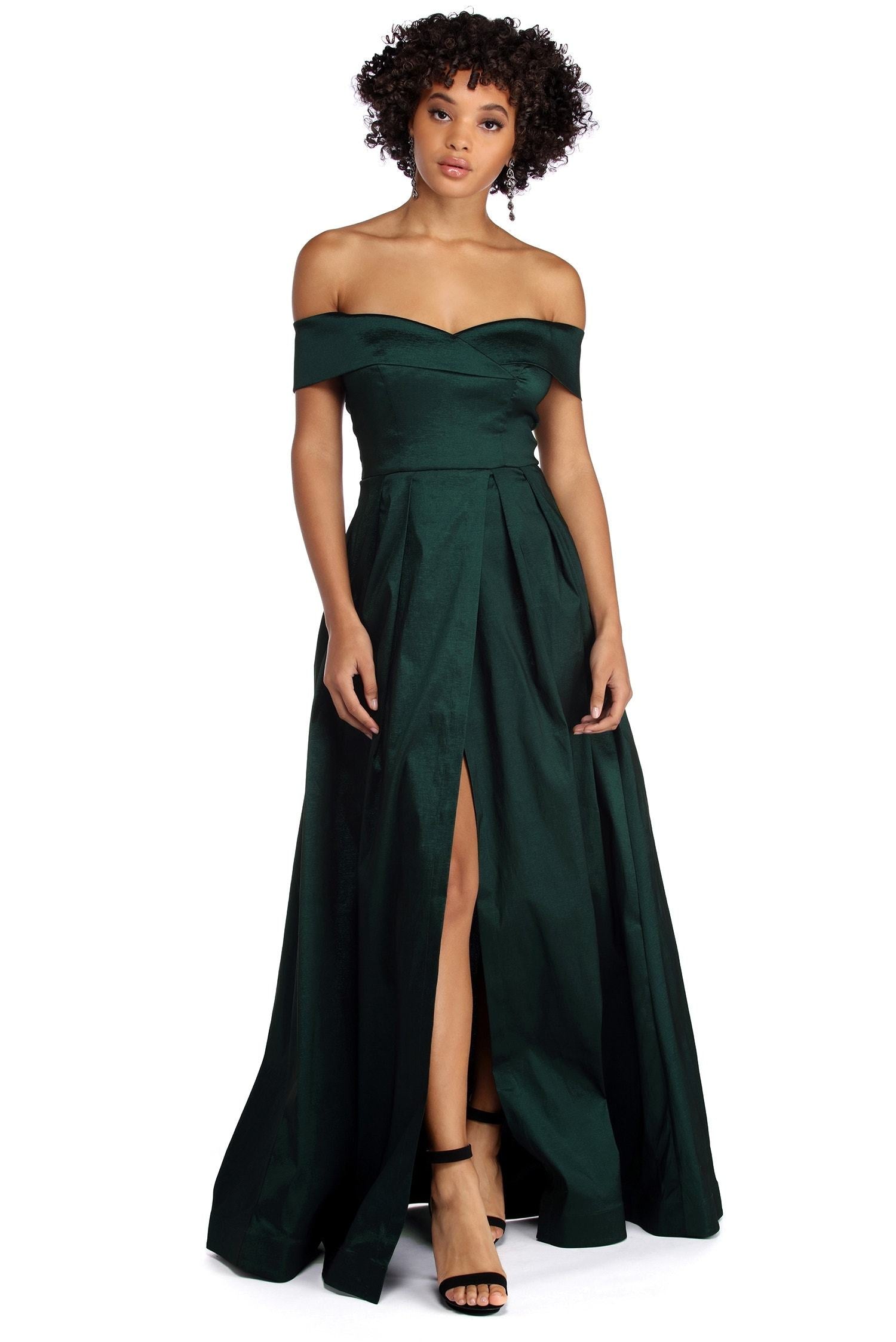 Megan Taffeta Off The Shoulder Ball Gown