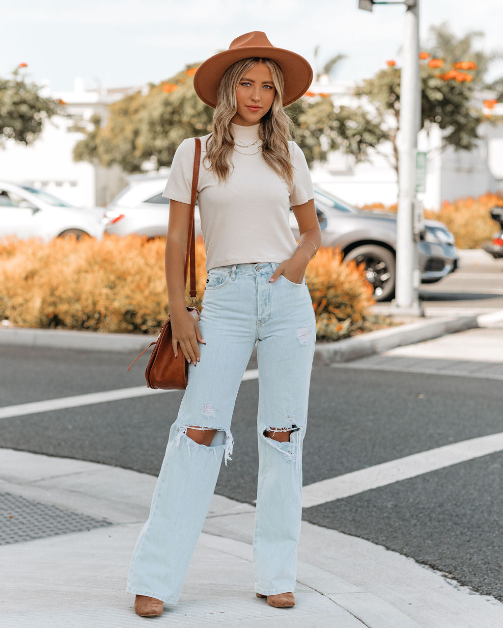 Mekhi Mock Neck Knit Crop Top - Ivory