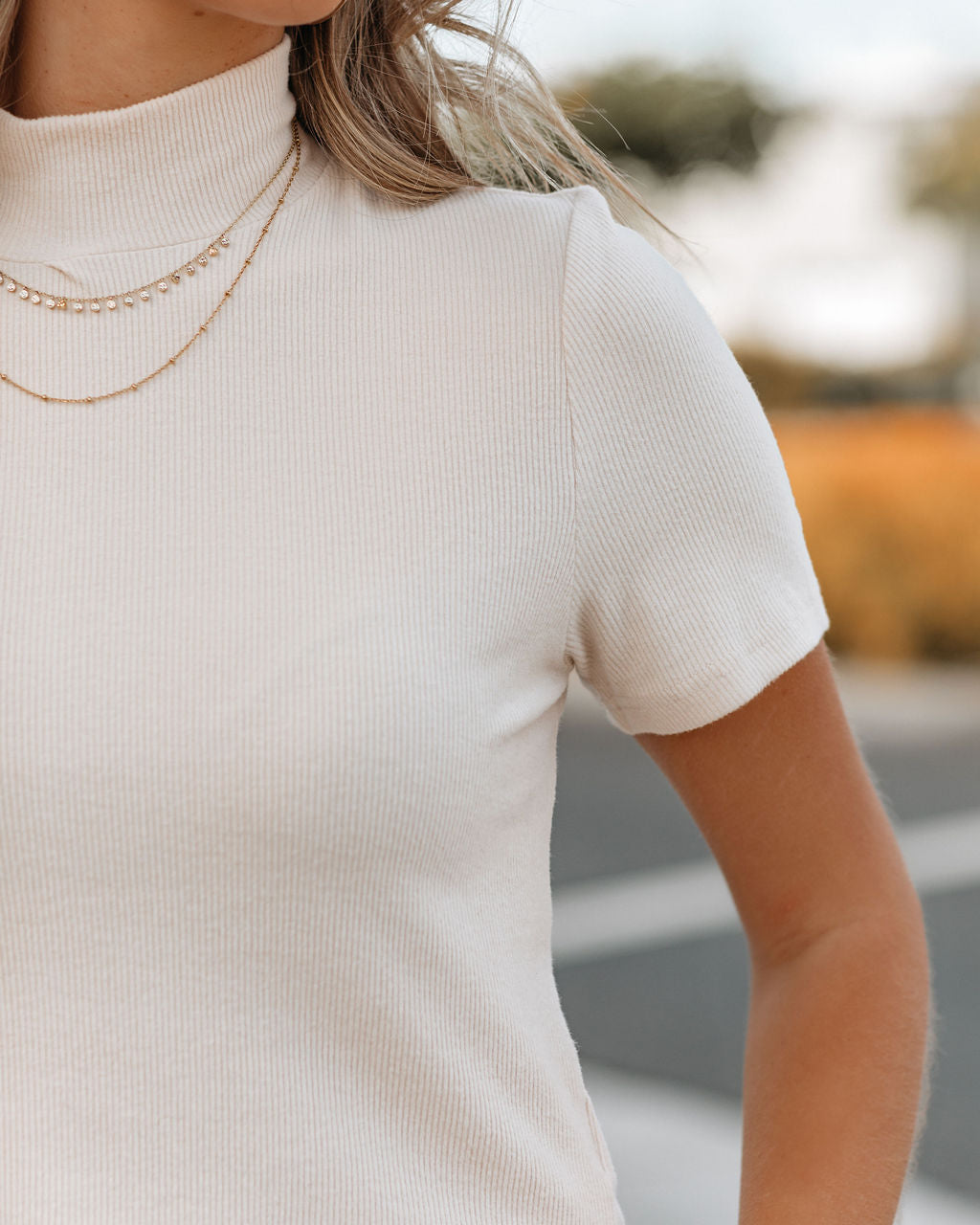 Mekhi Mock Neck Knit Crop Top - Ivory