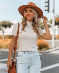 Mekhi Mock Neck Knit Crop Top - Ivory