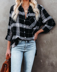 Melancholy Plaid Button Down Top