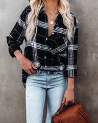 Melancholy Plaid Button Down Top