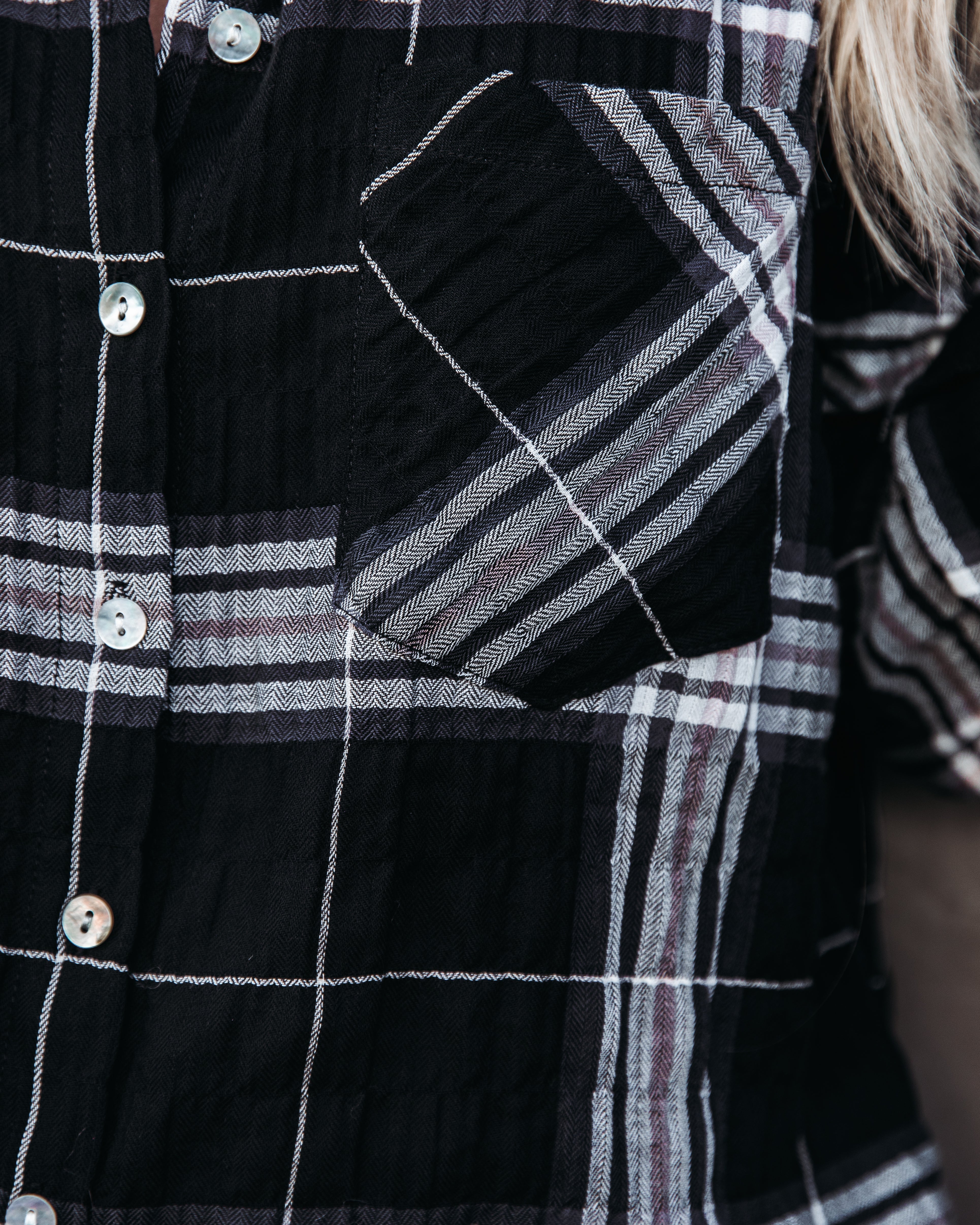 Melancholy Plaid Button Down Top