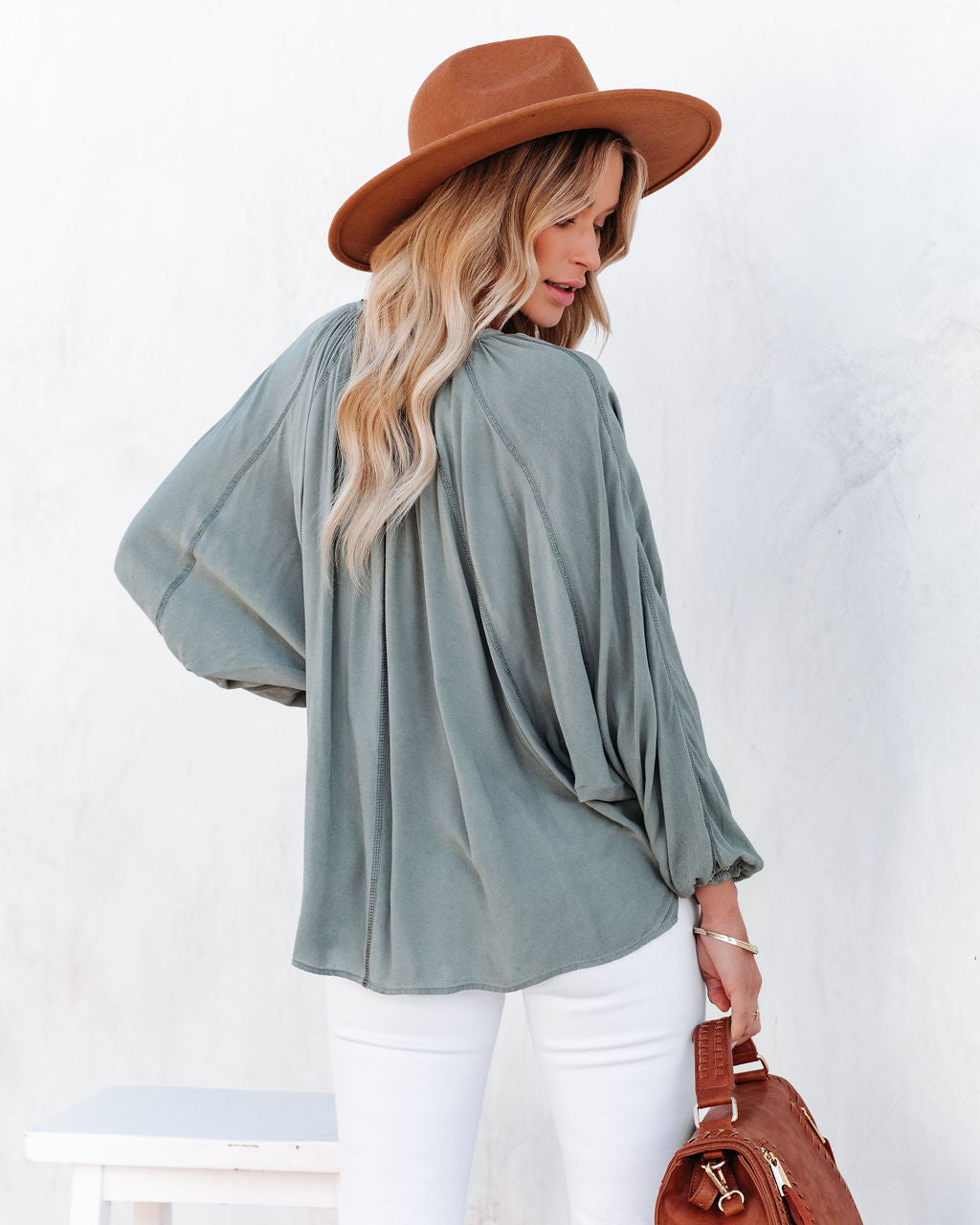 Mendez Washed Dolman Top - Dusty Sage