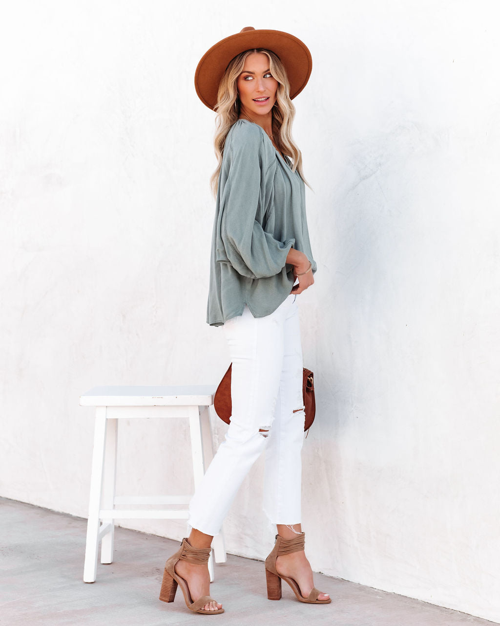 Mendez Washed Dolman Top - Dusty Sage