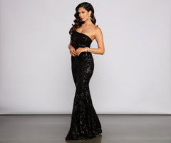 Meredith One-Shoulder Sequin Formal Dress