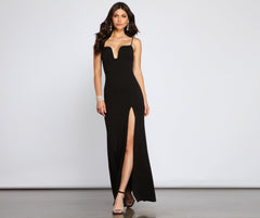 Meriah Formal High Slit A-Line Dress