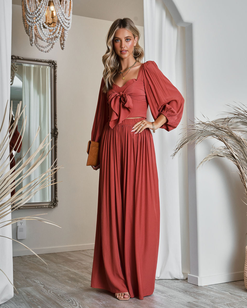 Meriah Wide Leg Pants - Clay