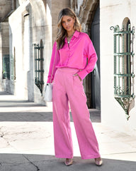 Carey Pocketed Wide Leg Pants - Pink