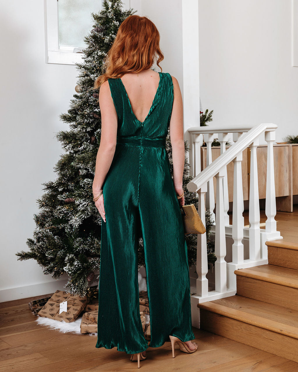 Midnight Love Plisse Jumpsuit - Green