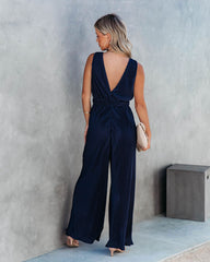 Midnight Love Plisse Jumpsuit - Navy