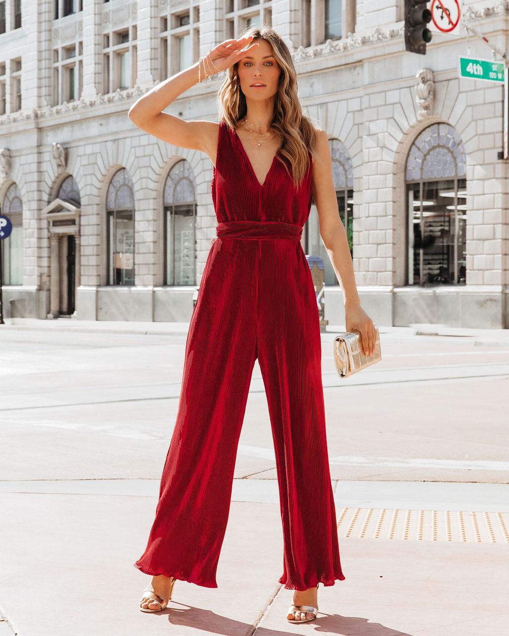 Midnight Love Plisse Jumpsuit - Wine