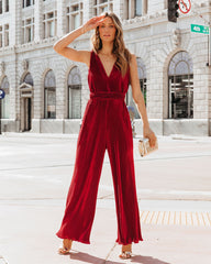 Midnight Love Plisse Jumpsuit - Wine