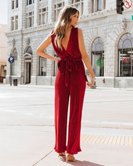 Midnight Love Plisse Jumpsuit - Wine