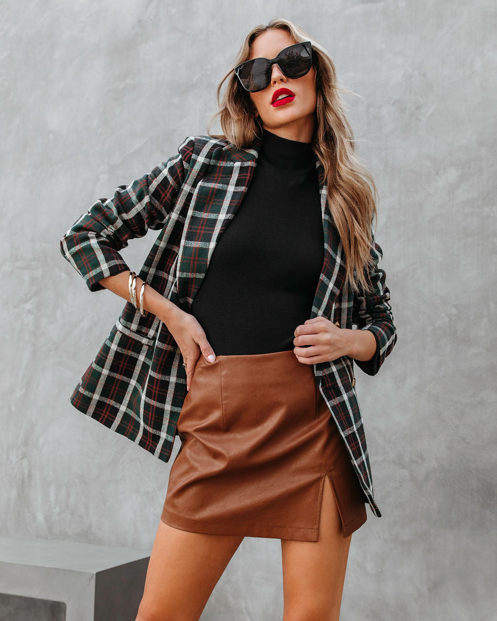 Mikayla Faux Leather Mini Skirt - Brown