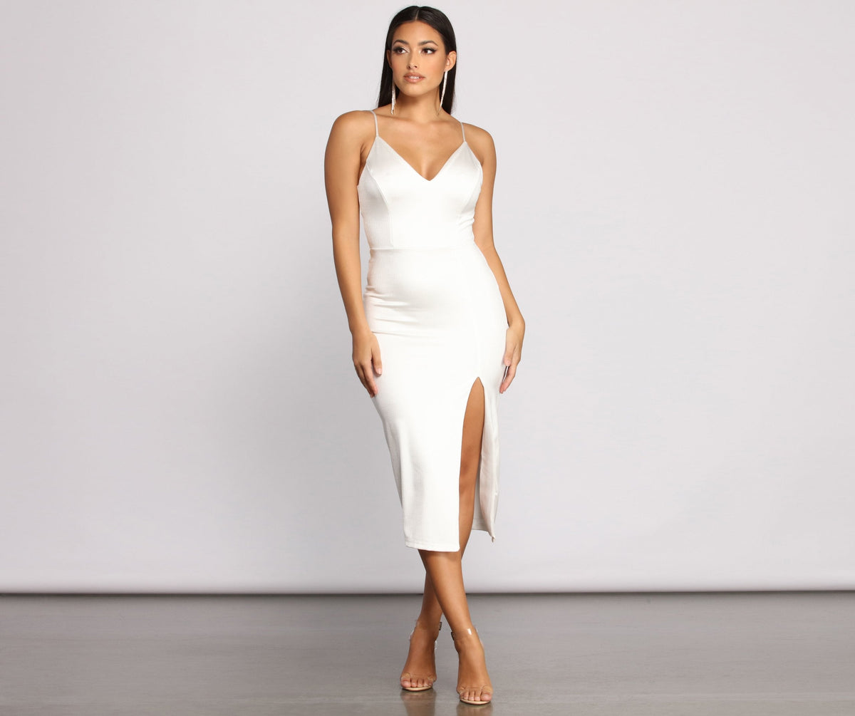 Mila Formal High Slit Midi Dress