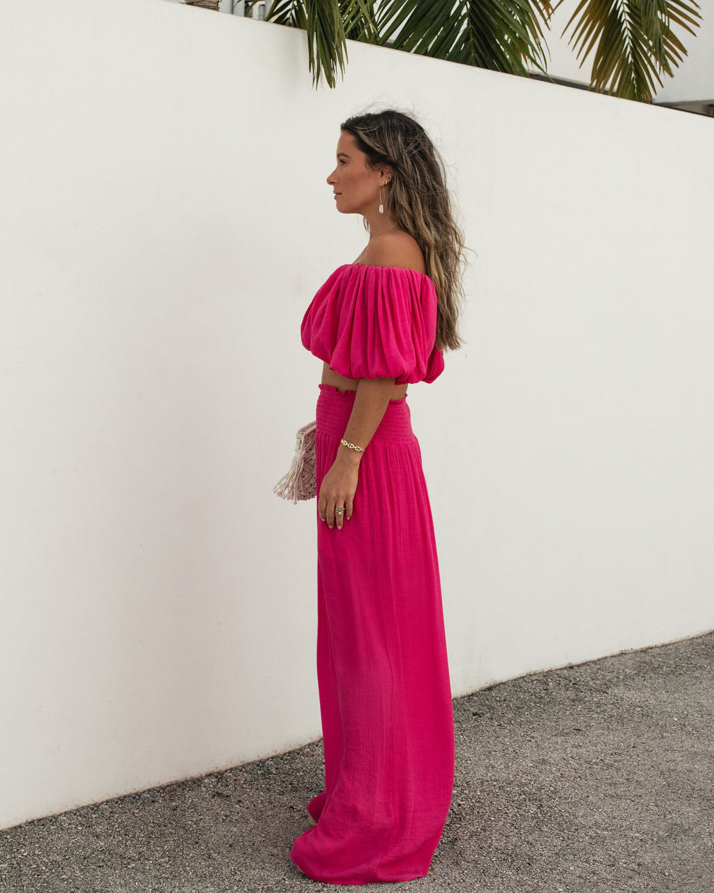 Mila Pocketed Wide Leg Pants - Hot Pink