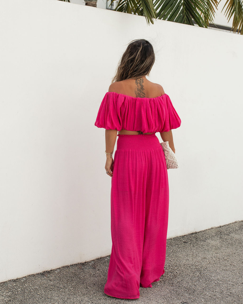 Mila Pocketed Wide Leg Pants - Hot Pink