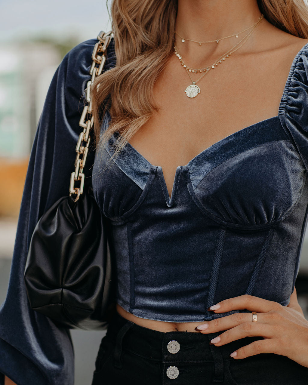 Milena Velvet Corset Crop Blouse