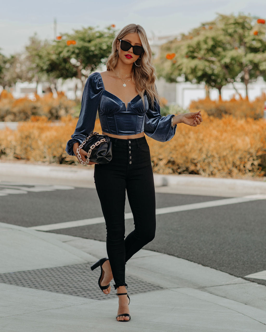 Milena Velvet Corset Crop Blouse