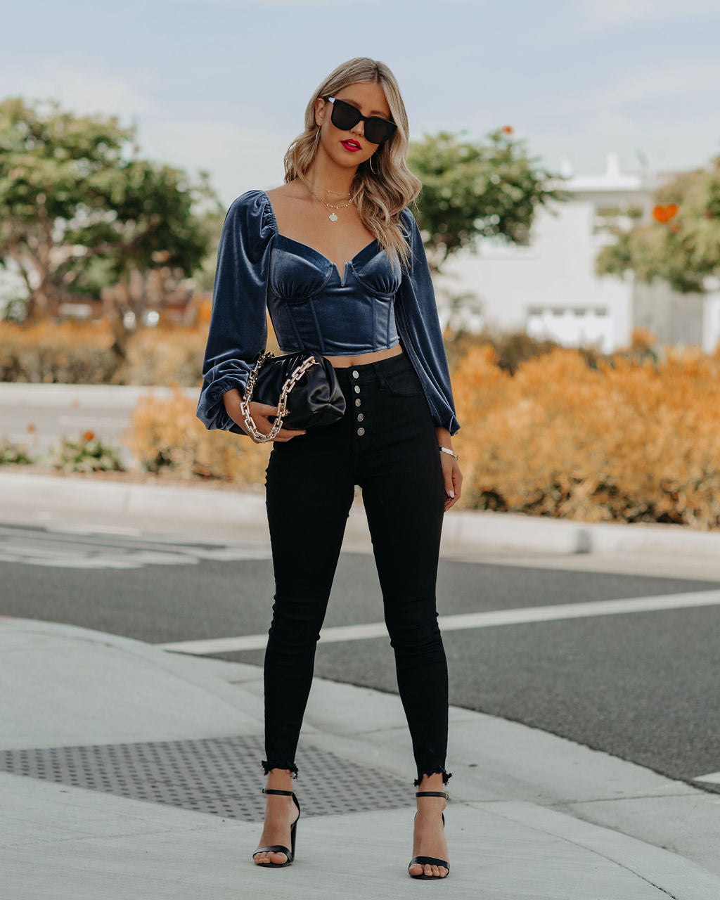 Milena Velvet Corset Crop Blouse