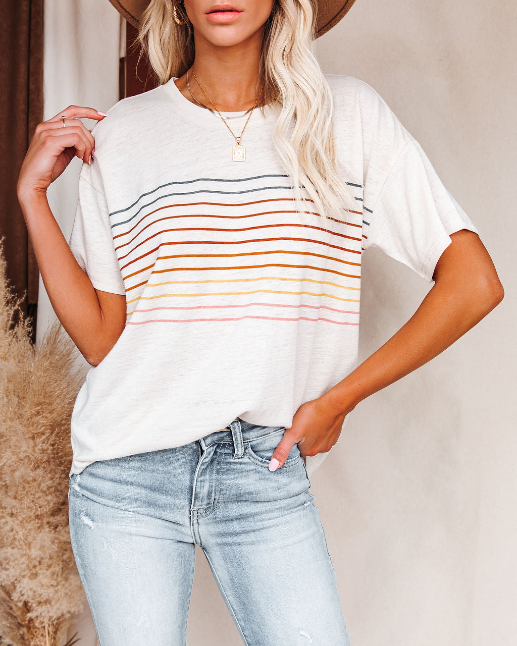 Miles Ahead Linen Blend Striped Tee