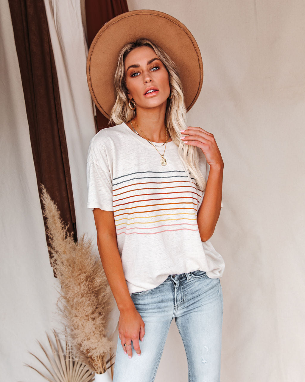 Miles Ahead Linen Blend Striped Tee