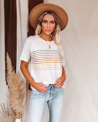 Miles Ahead Linen Blend Striped Tee