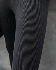 Mineral Ribbed High-Rise Leggings - Black
