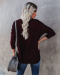 Miriam Button Down Knit Top - Merlot