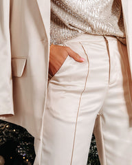 Missing Piece Pocketed Matte Satin Pants - Champagne