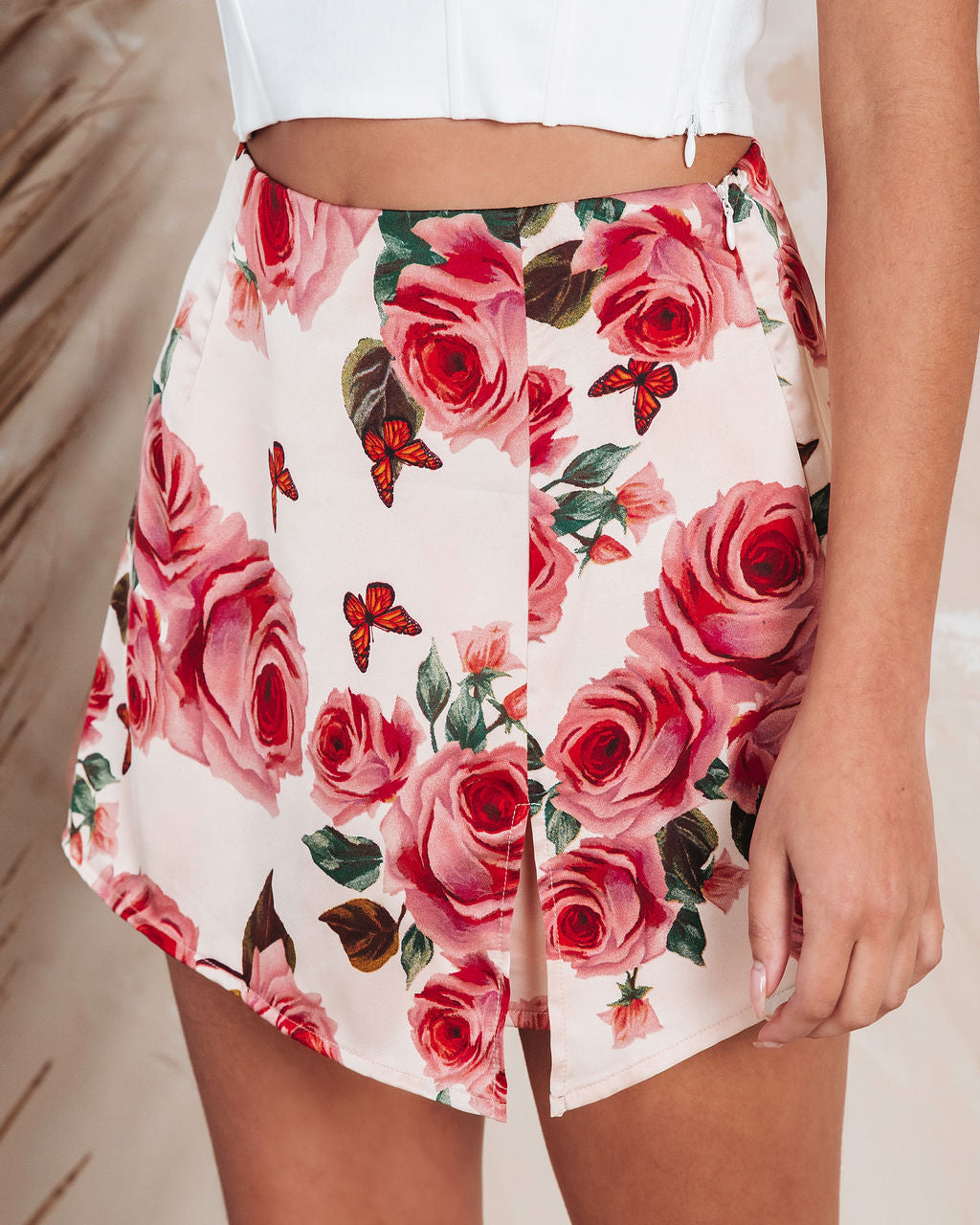 Feeling Butterflies Floral Satin Skort