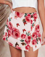 Feeling Butterflies Floral Satin Skort