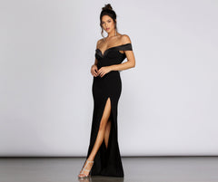 Monet Off Shoulder Evening Gown