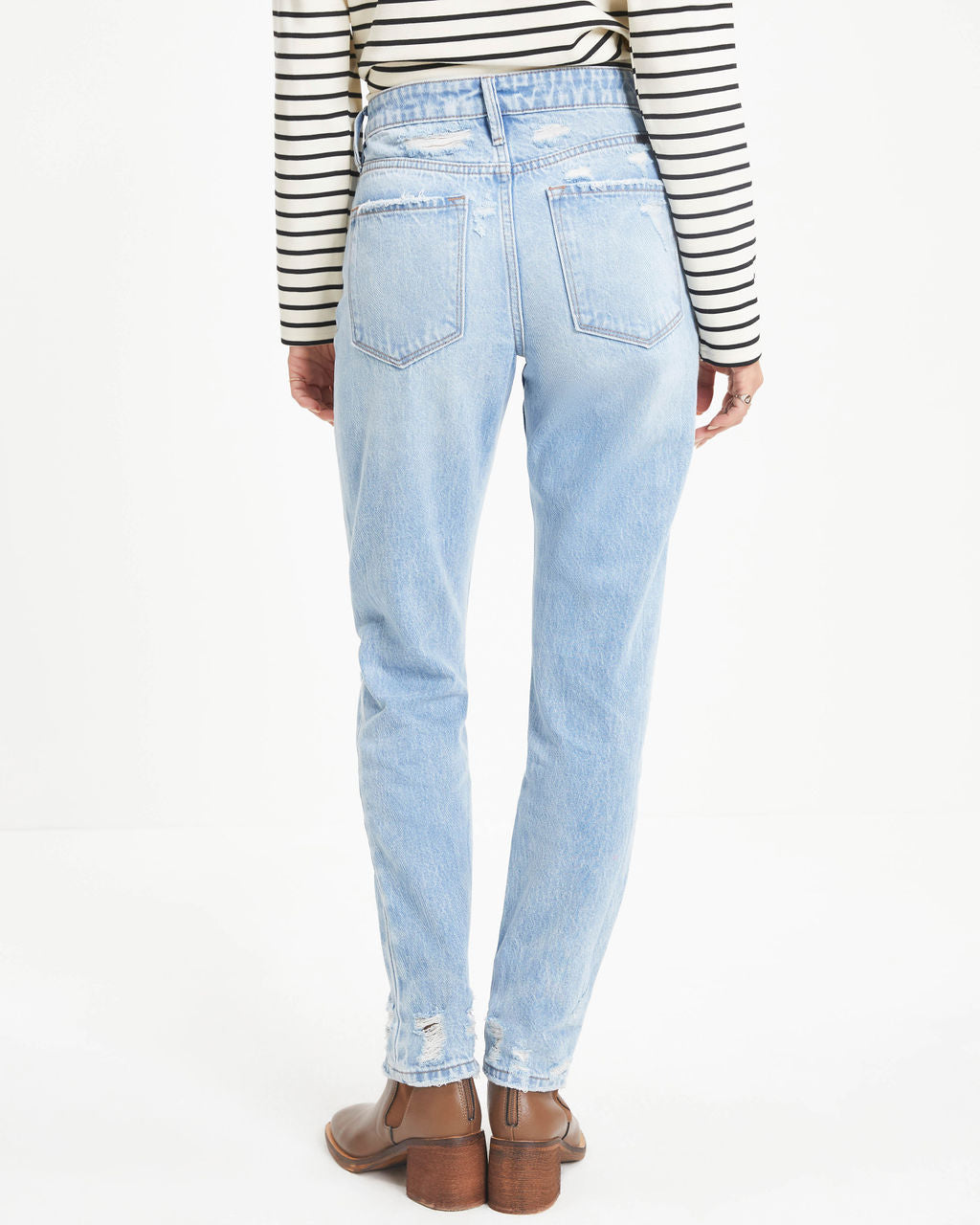 Monroe – Hoch sitzende, steife Jeans im Used-Look mit geradem Bein 