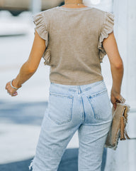 Monse Cotton Ruffle Crop Top - Taupe