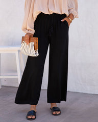 Moonlight Soul Pocketed Wide Leg Pants - Black - SALE