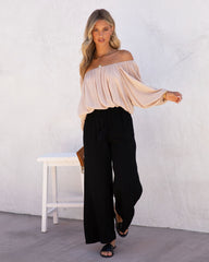 Moonlight Soul Pocketed Wide Leg Pants - Black - SALE