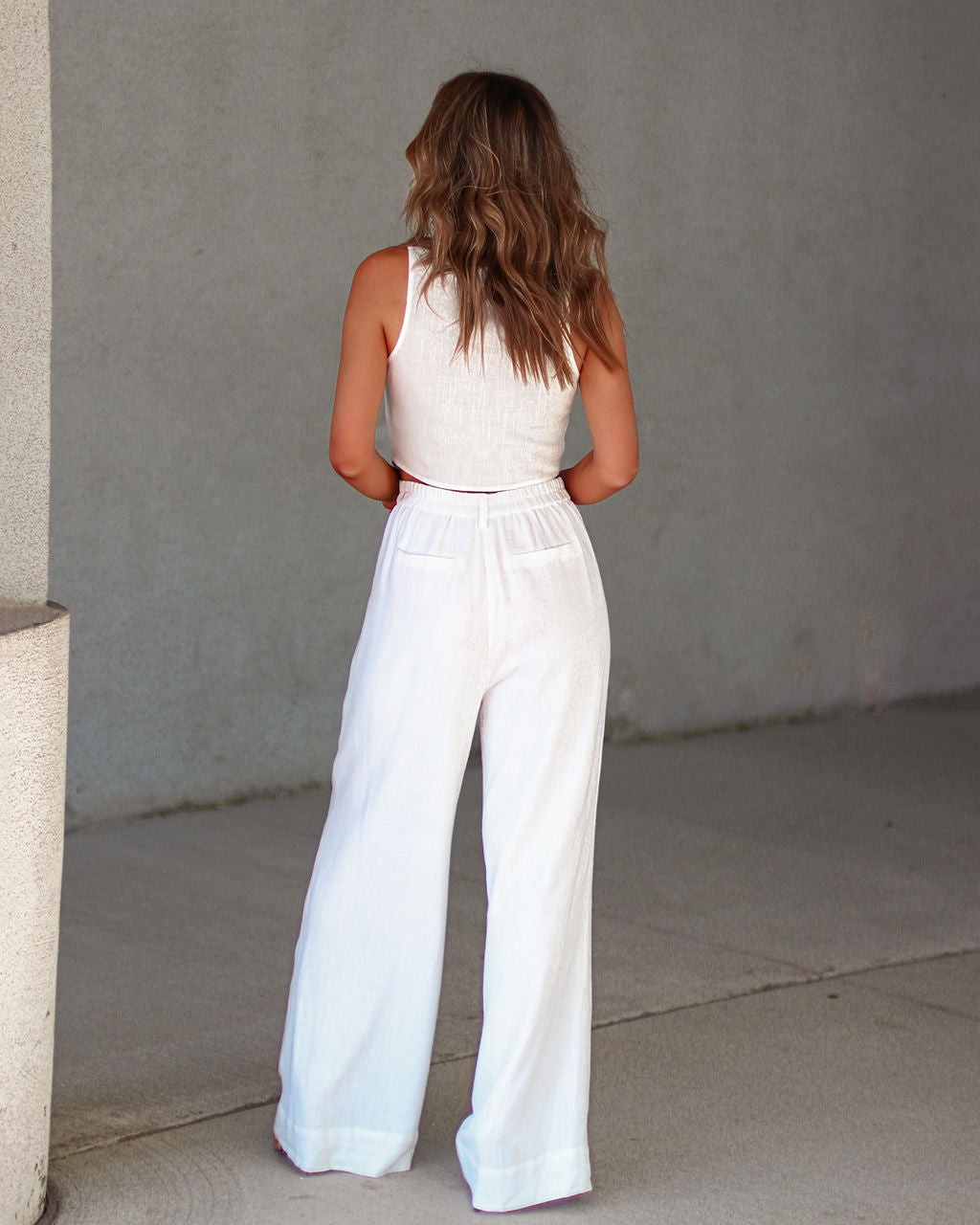 Alanna Pocketed Wide Leg Pants - White