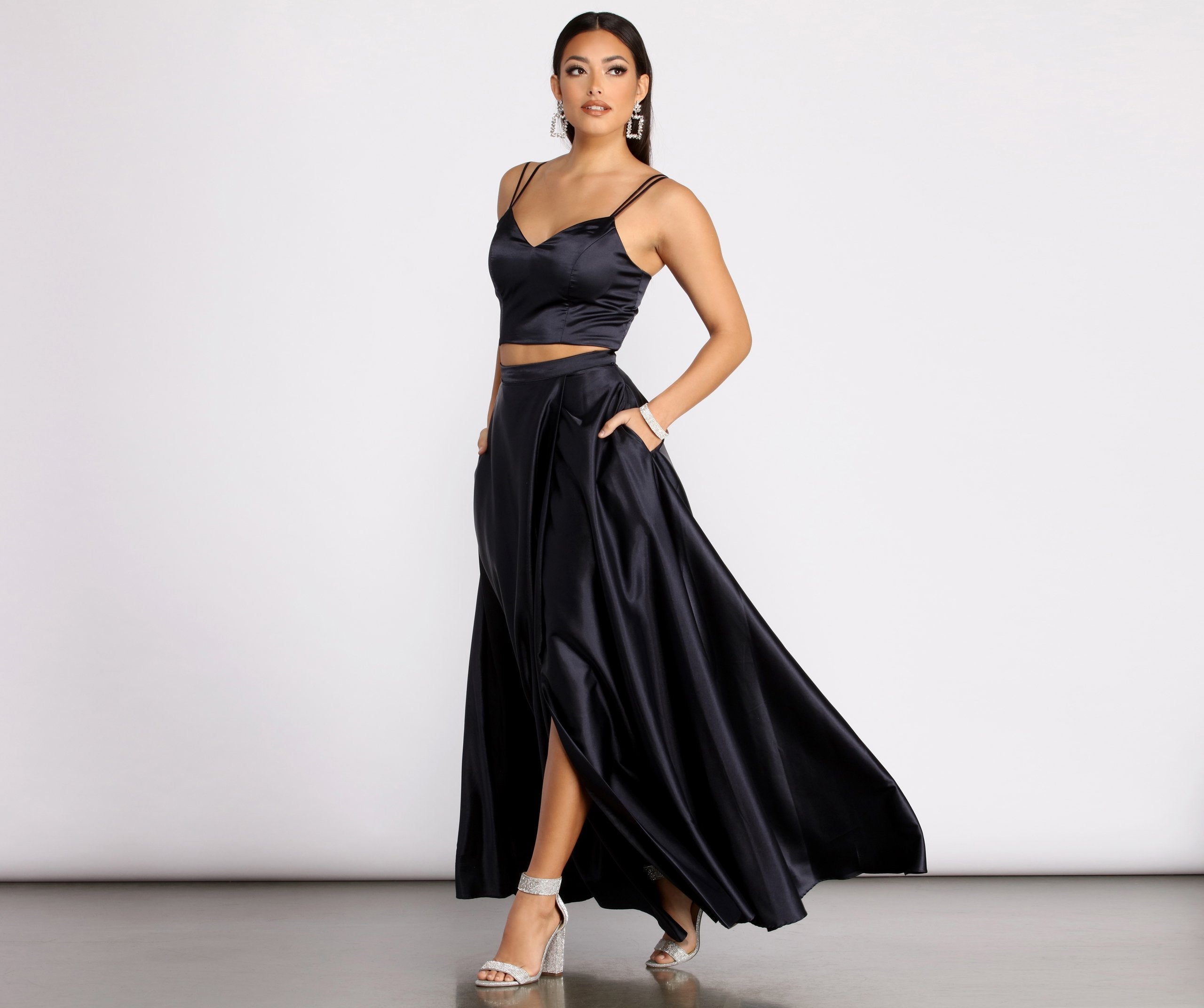 Naomi Satin Two Piece Dress