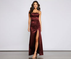 Nemi Formal High Slit Ruched Dress