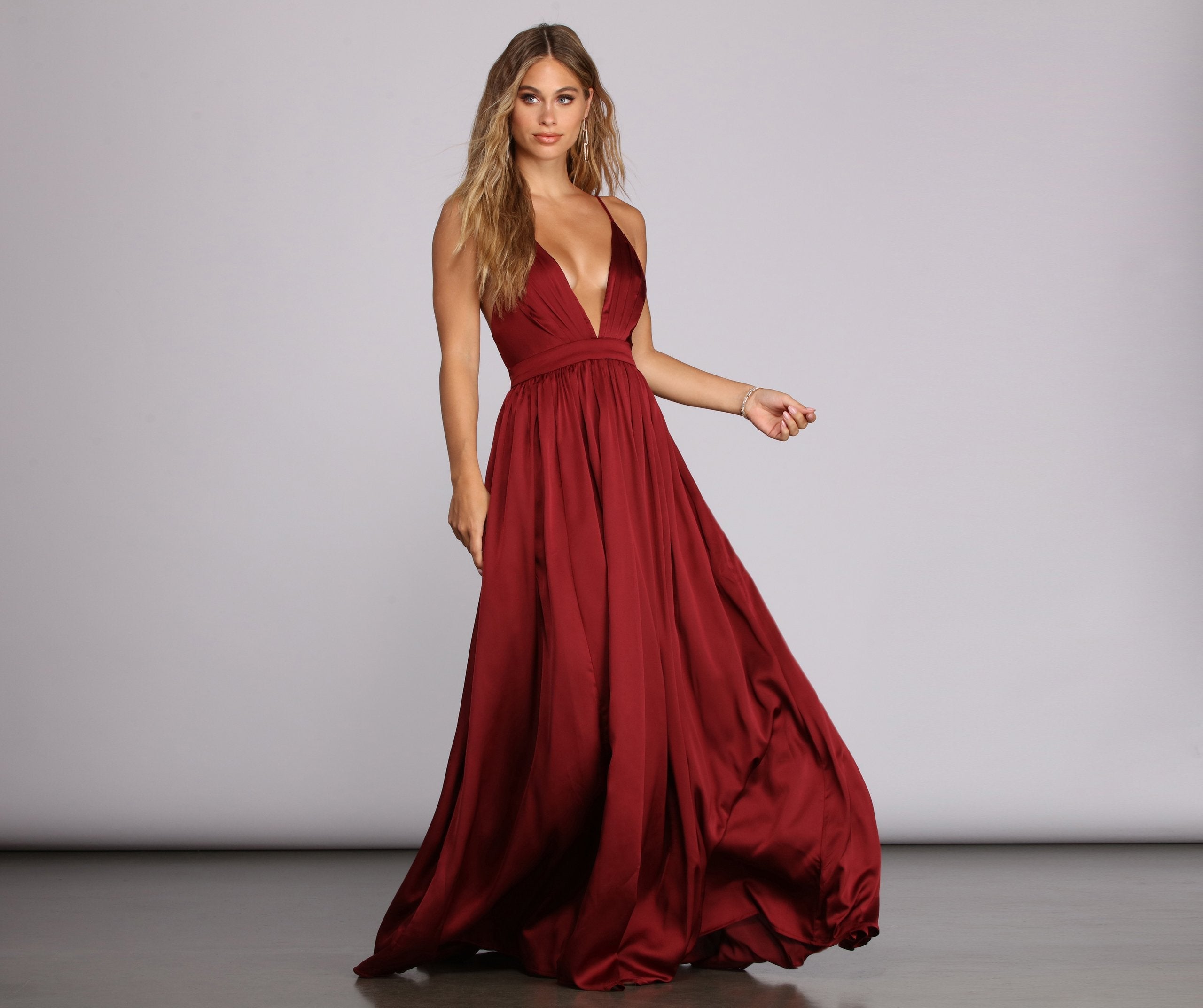 Nerissa Pleated Satin Gown