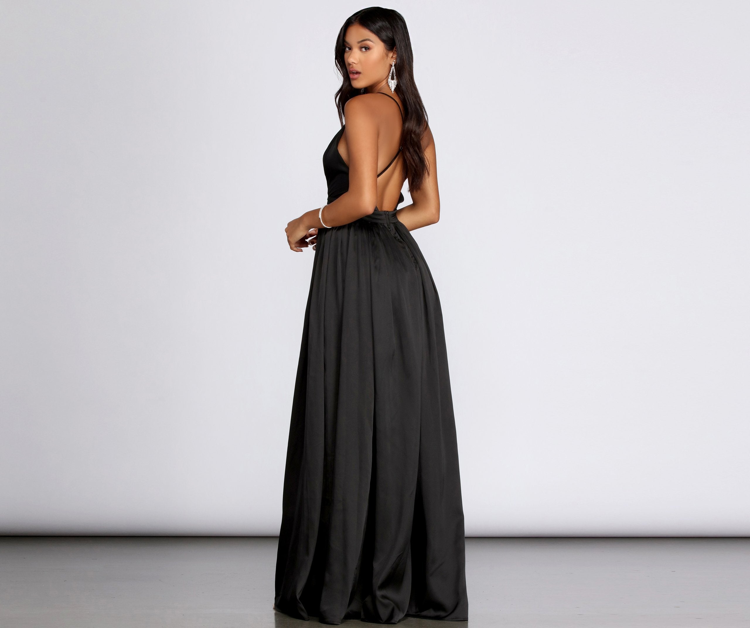 Nerissa Pleated Satin Gown