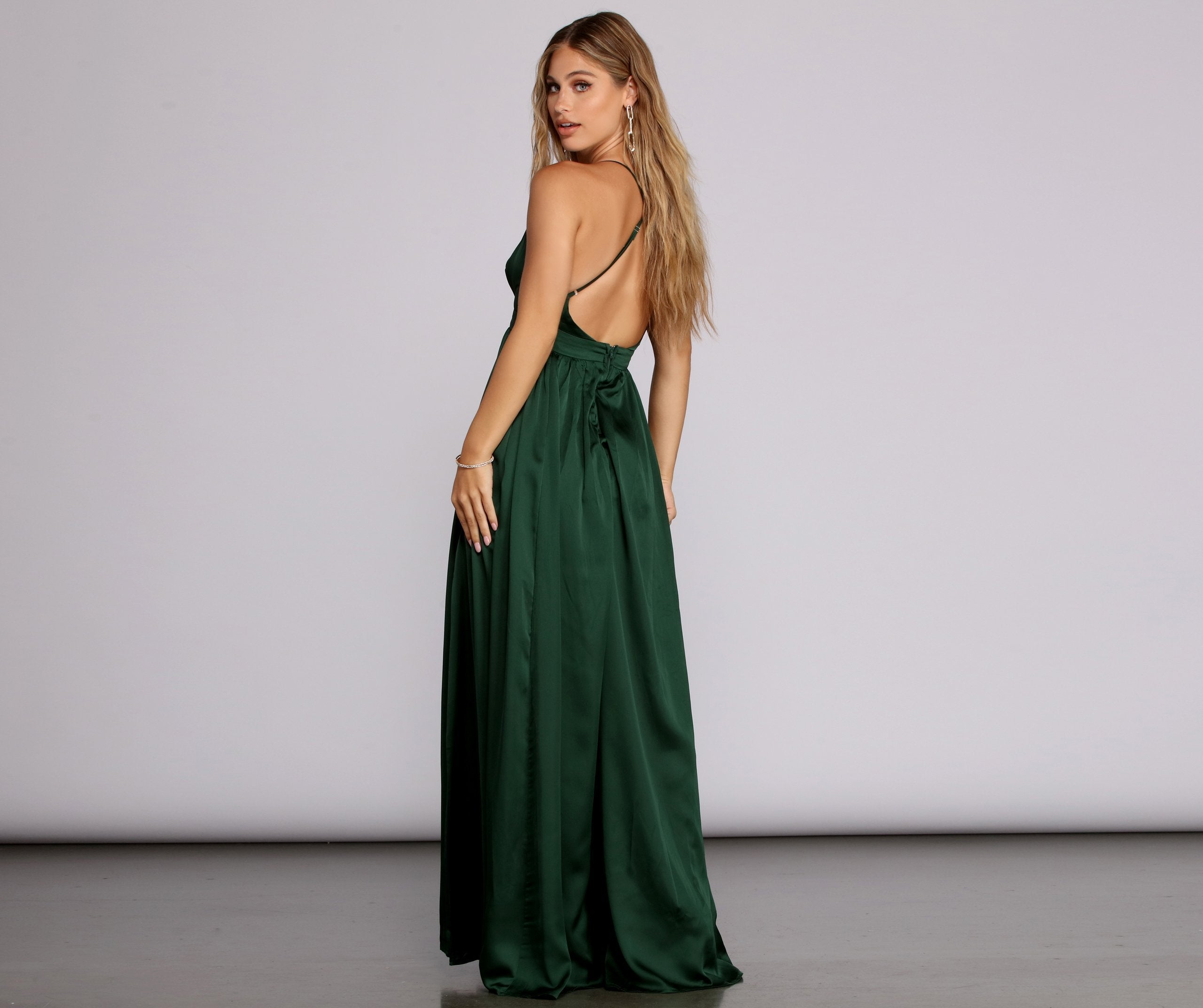 Nerissa Pleated Satin Gown