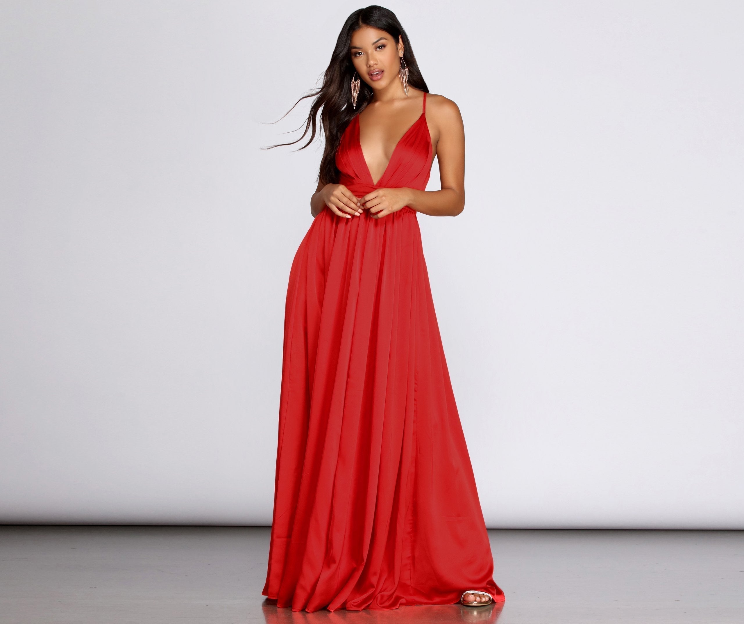 Nerissa Pleated Satin Gown