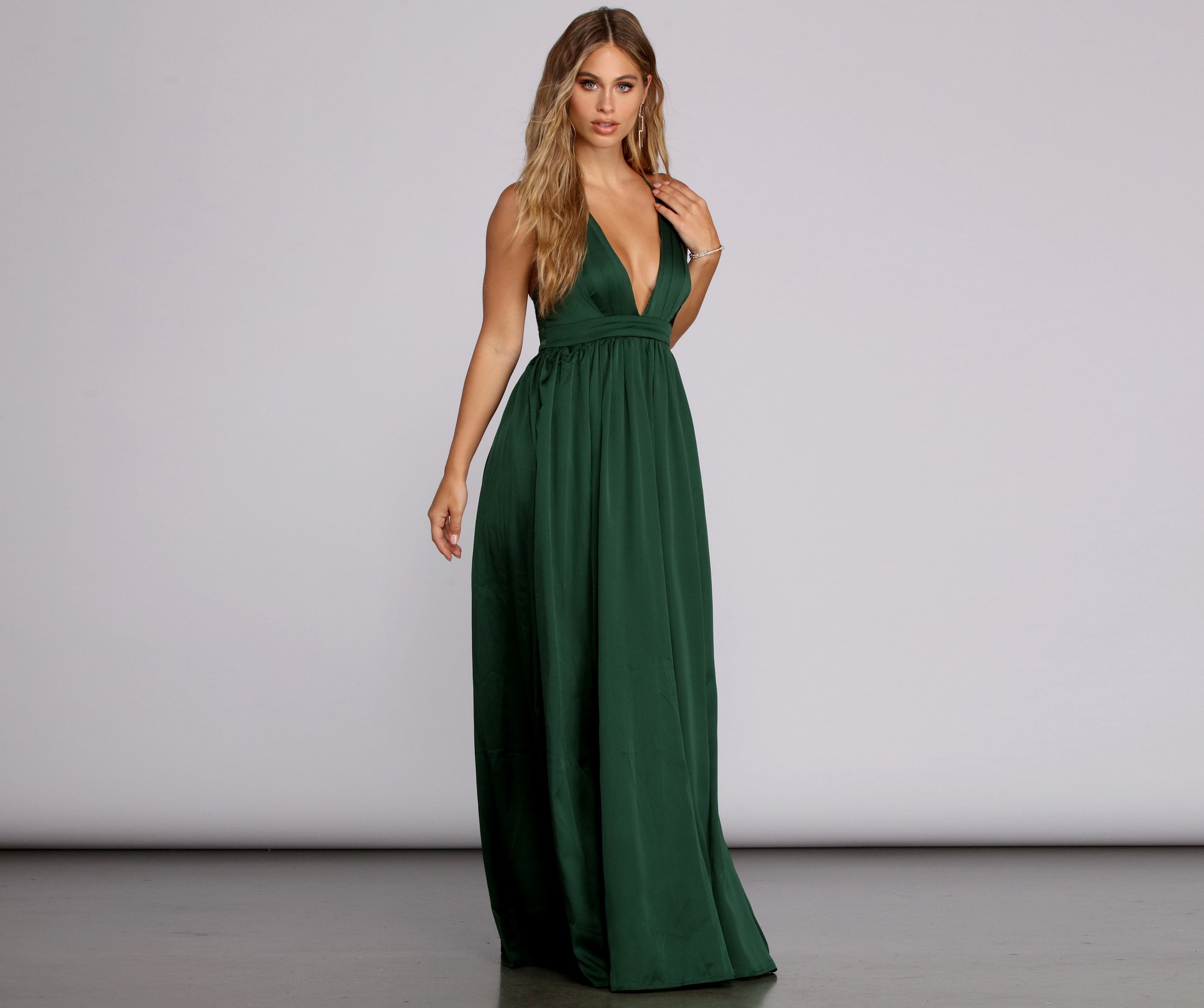 Nerissa Pleated Satin Gown